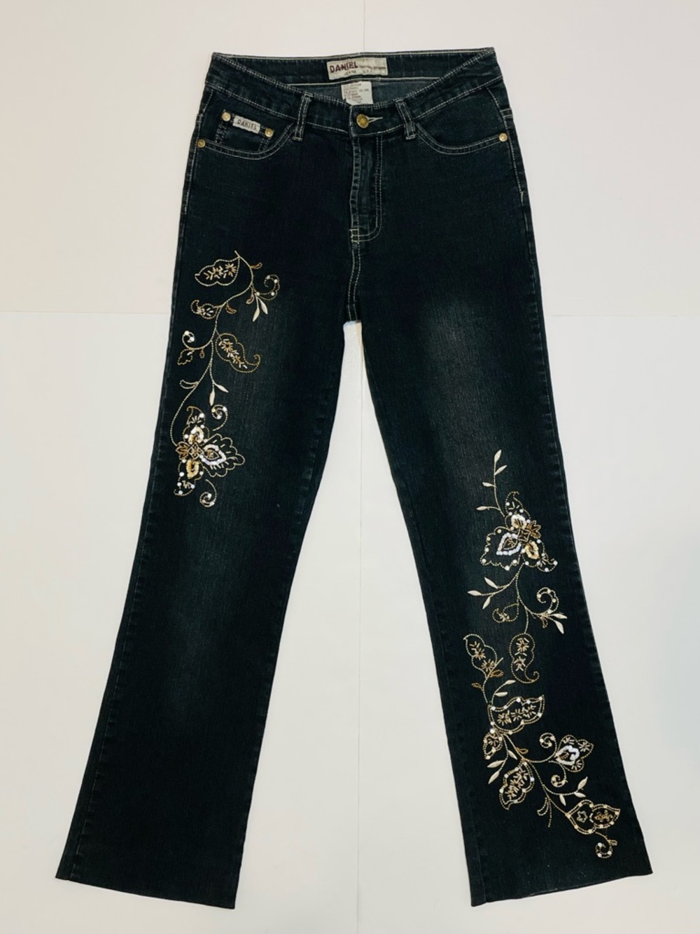 Vintage Y2K Daniel Embroidered Straight Leg Dark Wash Jeans Size 6